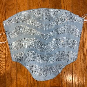 Rhinestone denim tube top